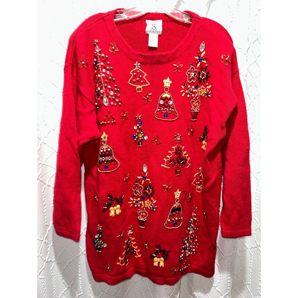 Women’s Christmas Sweater Studio collection jeweled size large